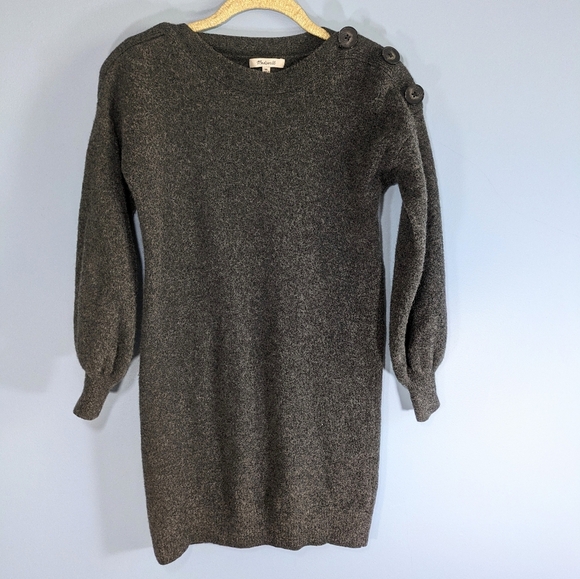 Madewell Gray Wool Blend Sweater Dress - Picture 1 of 3